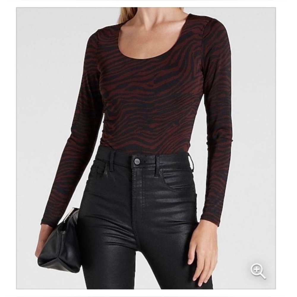 EXPRESS Zebra Contour Bodysuit, Size S